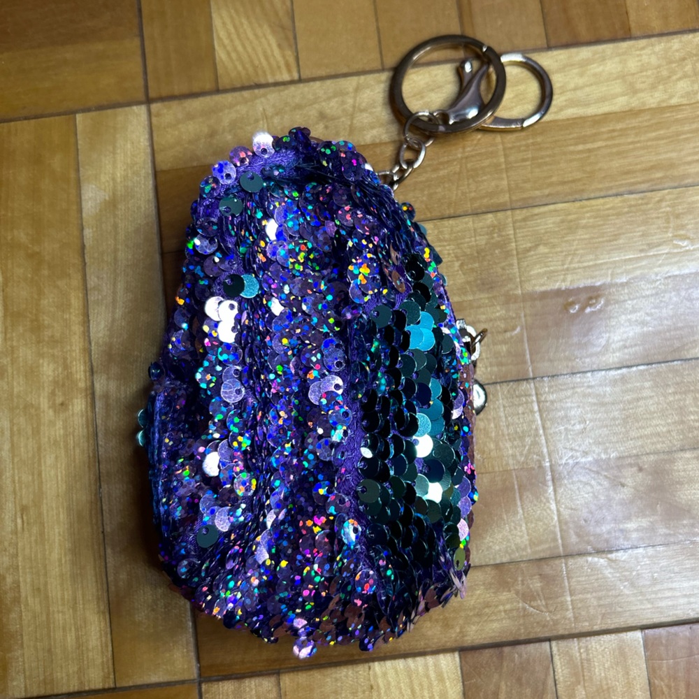 Ardene | Small purple sequins coin keychain